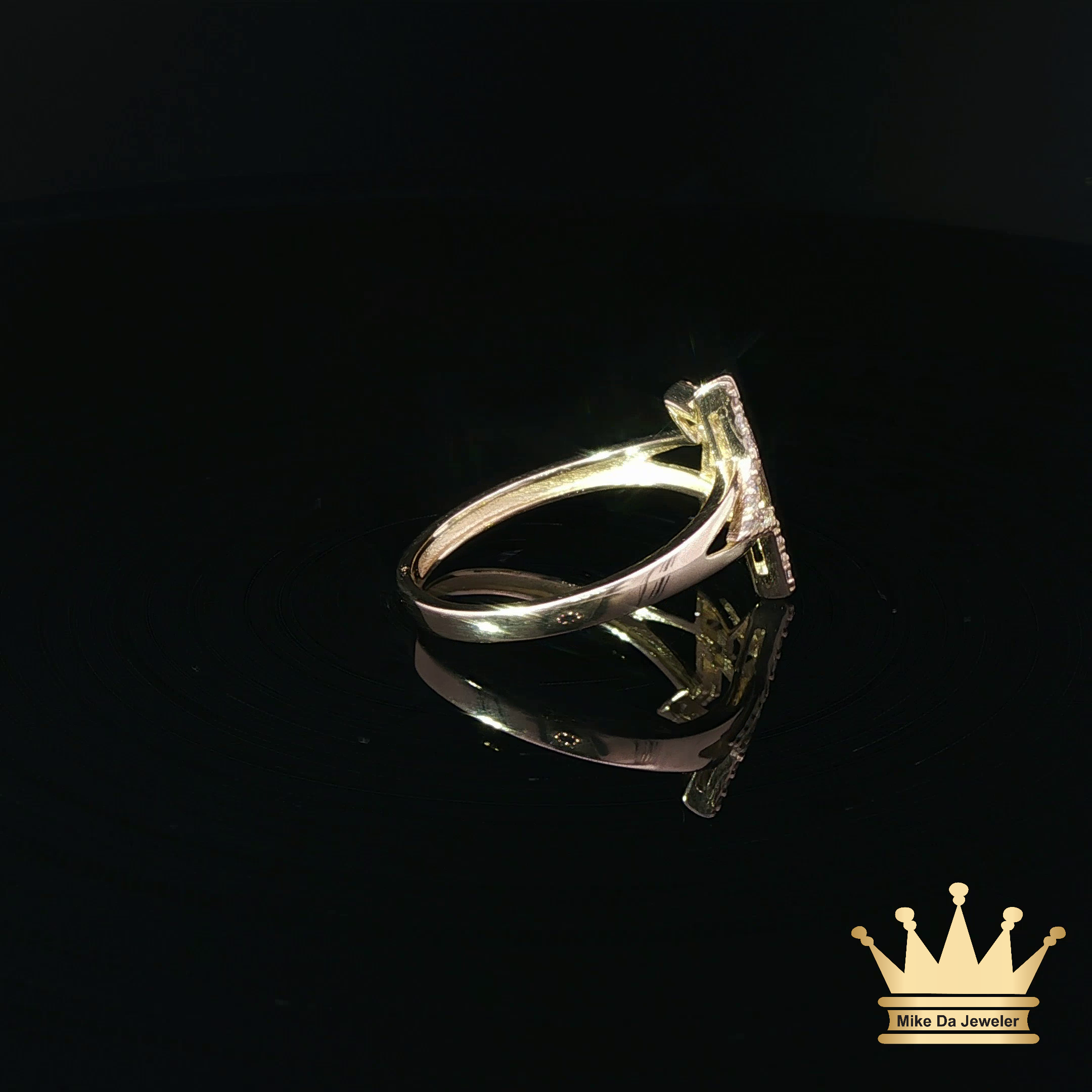 14K Yellow Gold Star Crystal Ring for Women