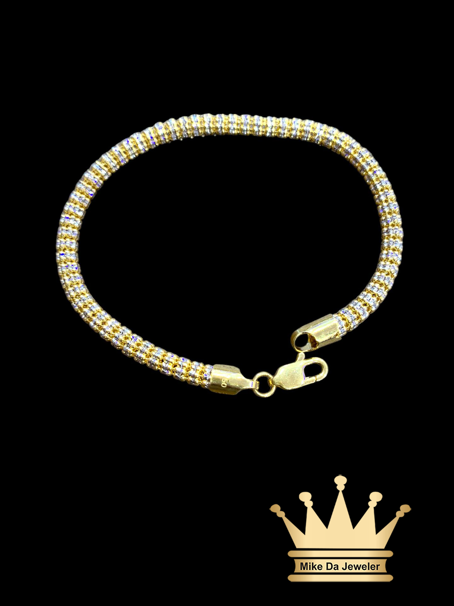 18K Custom Gold Two Tone Ice Bracelet