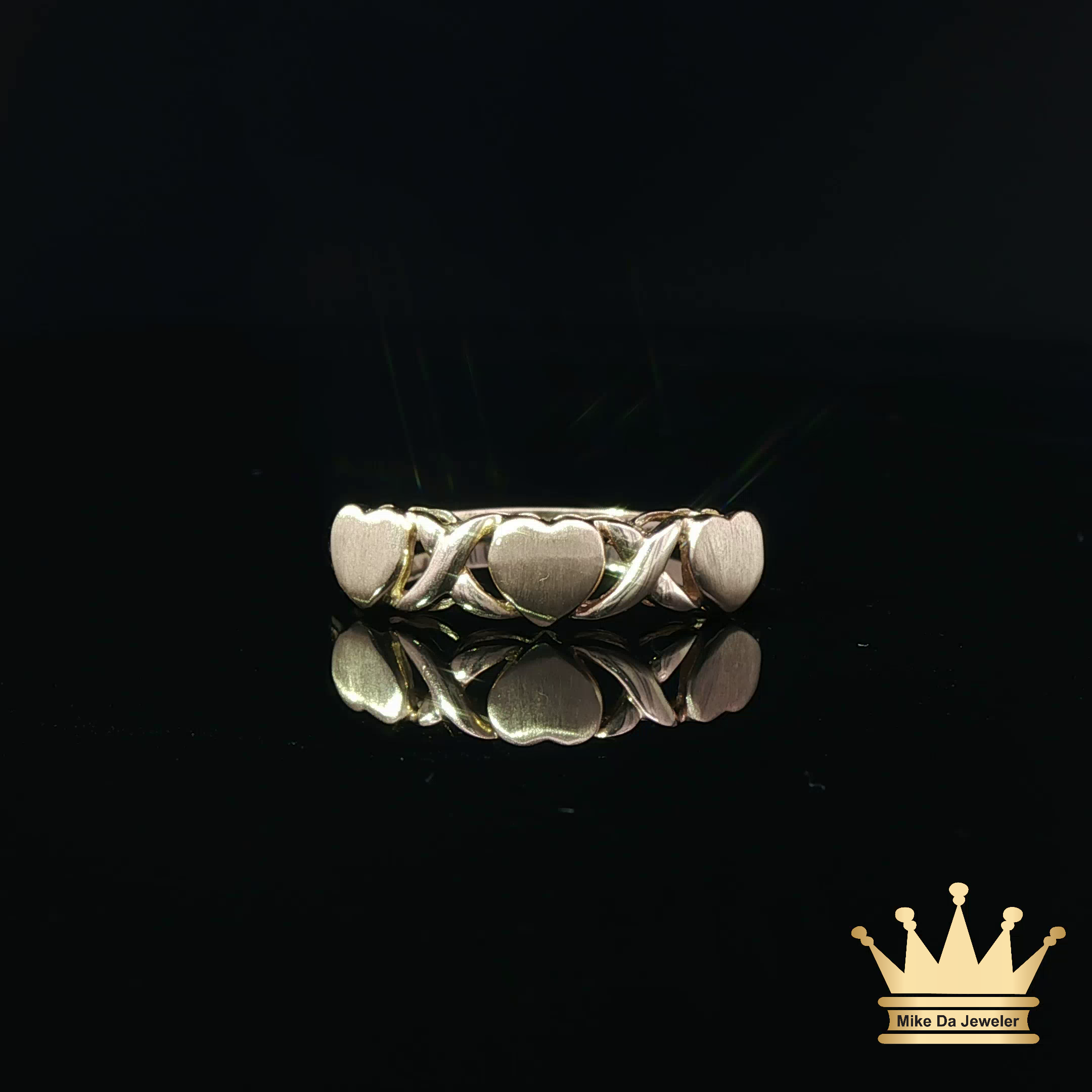 14K Yellow Gold Open Heart Band Ring
