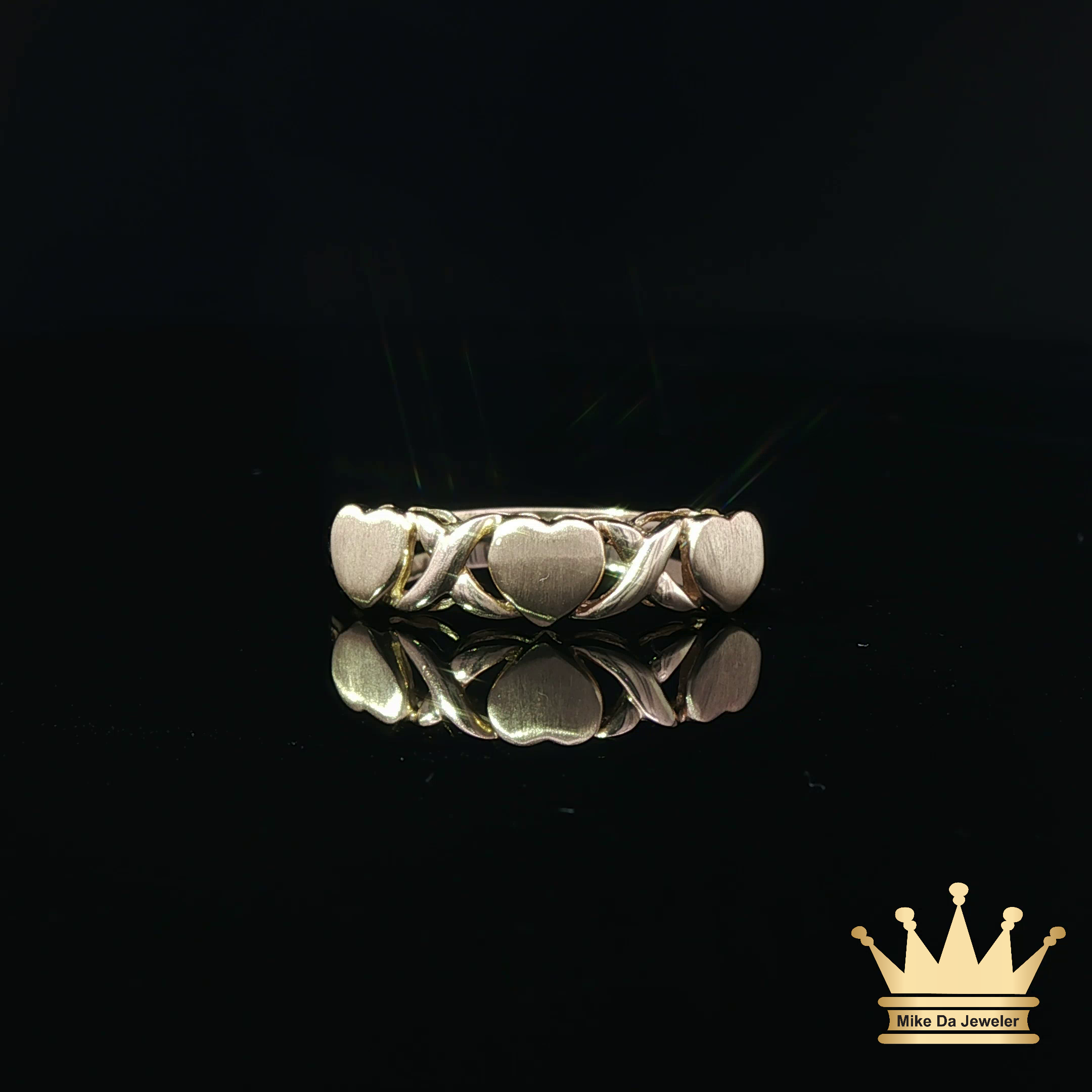 14K Yellow Gold Open Heart Band Ring