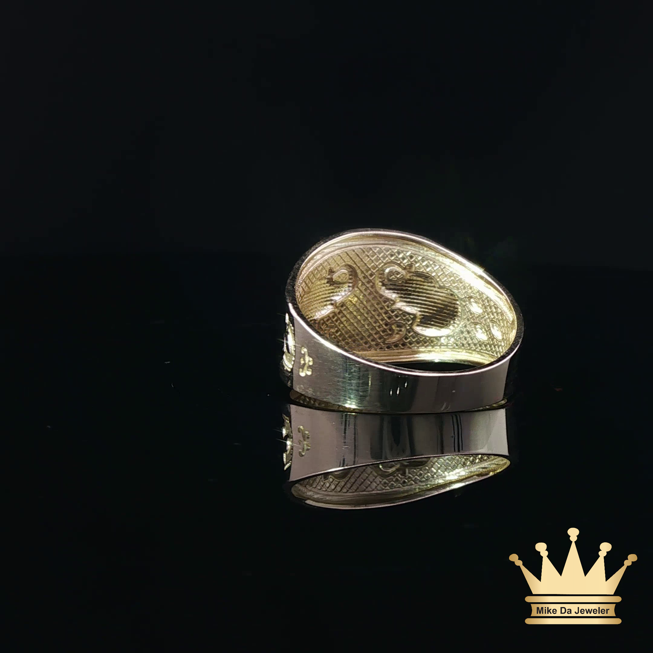 14K Tri-Color Gold Elephant & Heart Ring