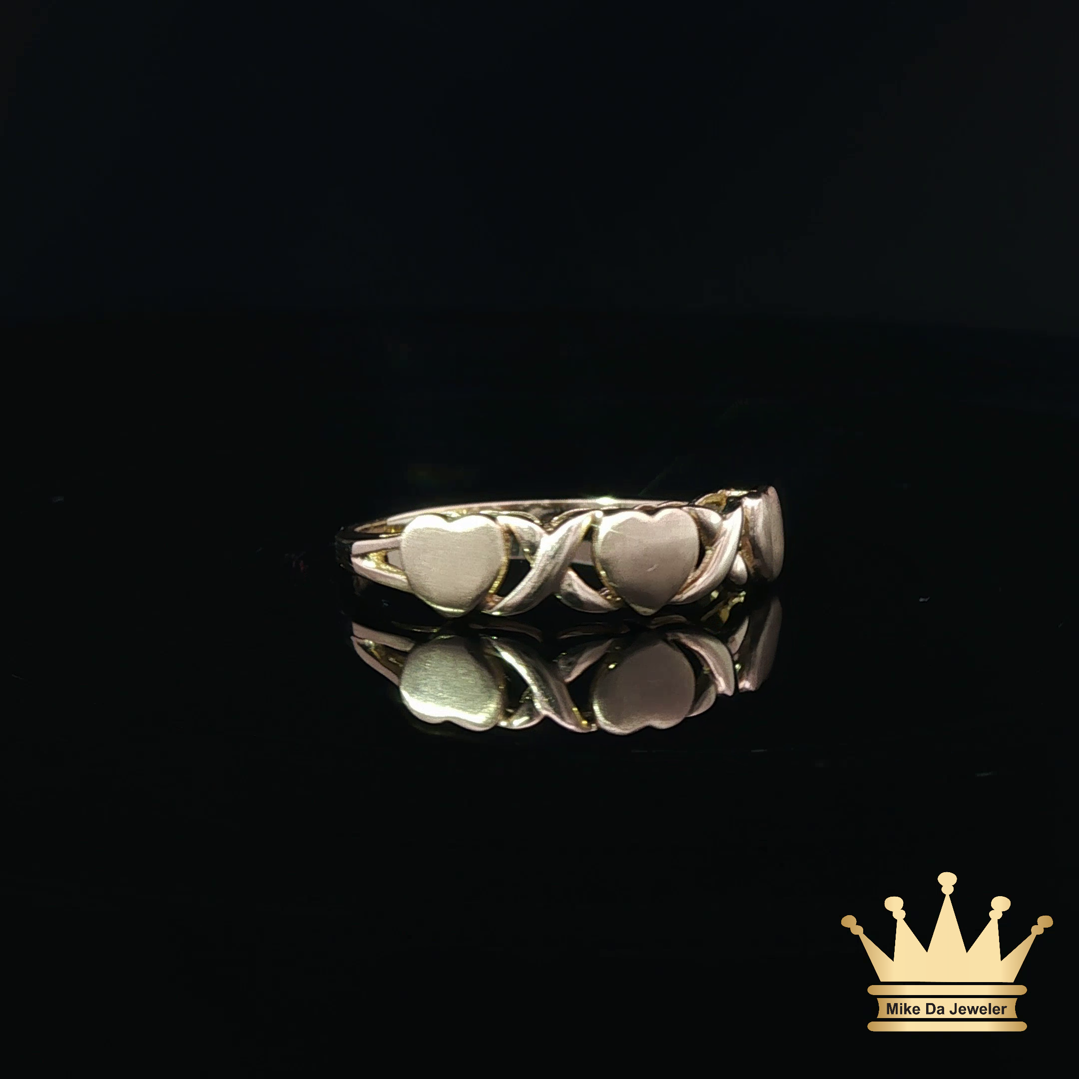 14K Yellow Gold Open Heart Band Ring