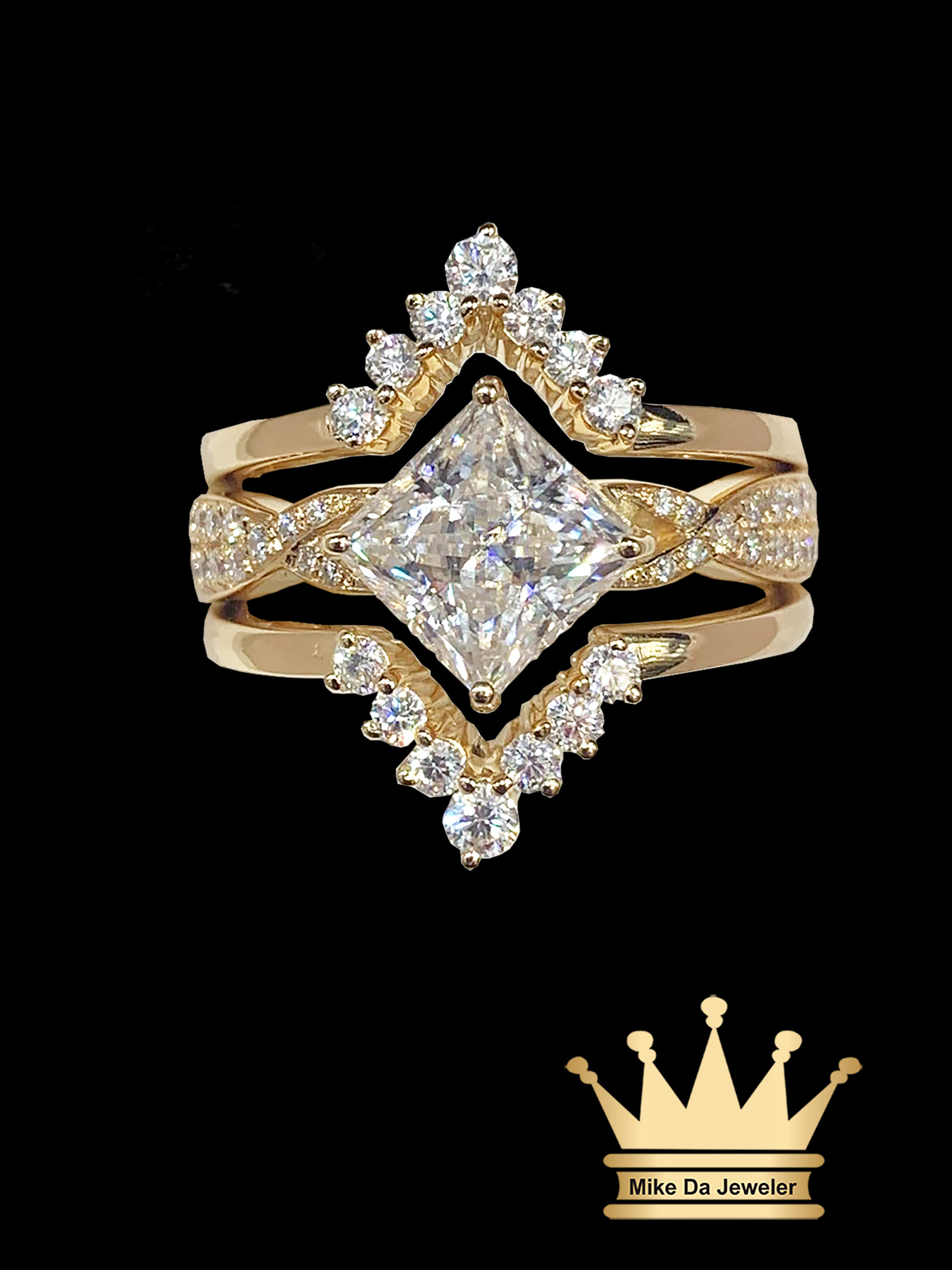 Custom Made 18 Karat Gold Ring with Moissanite Diamond