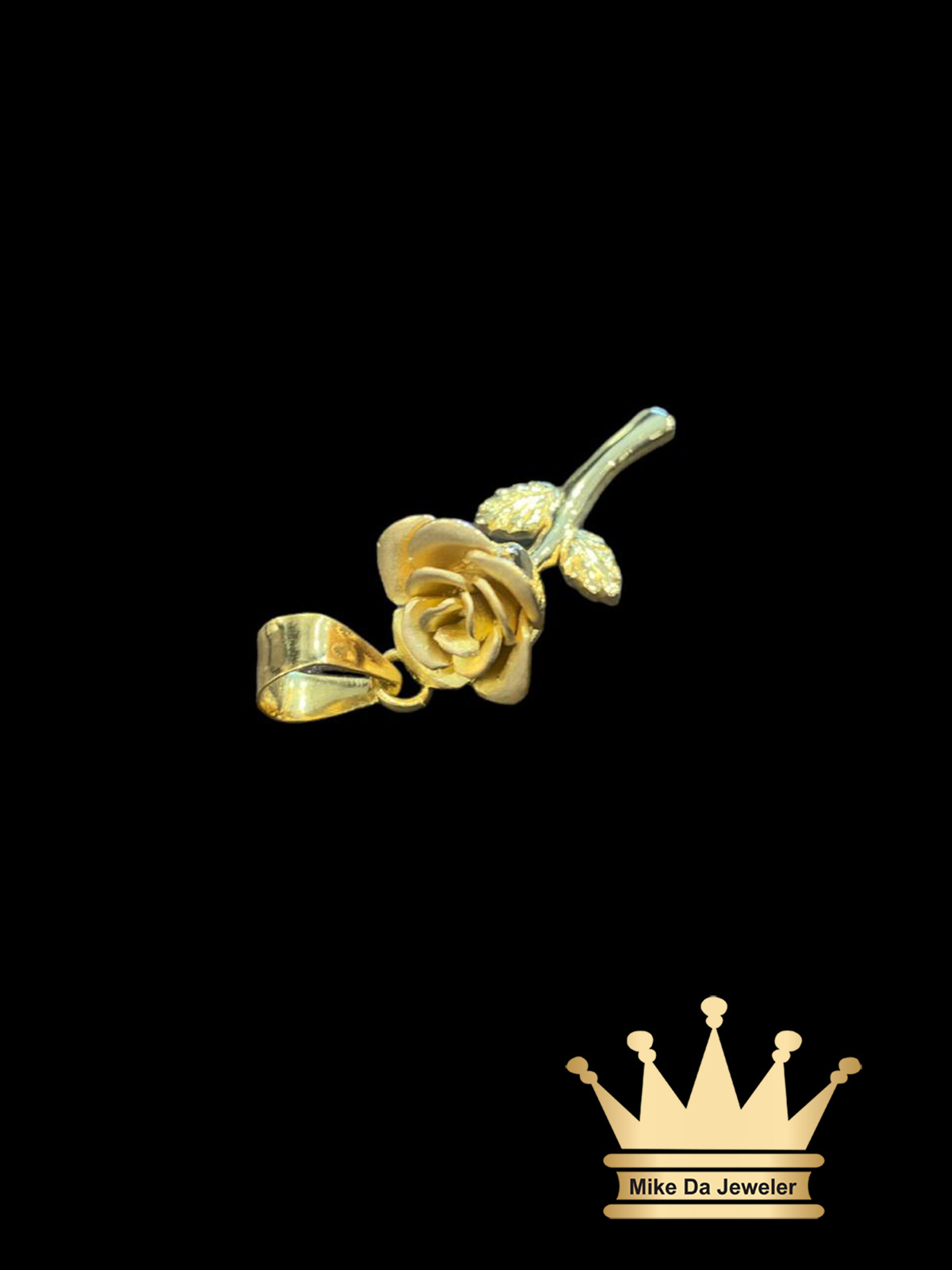 18K Solid Handmade Rose Pendant