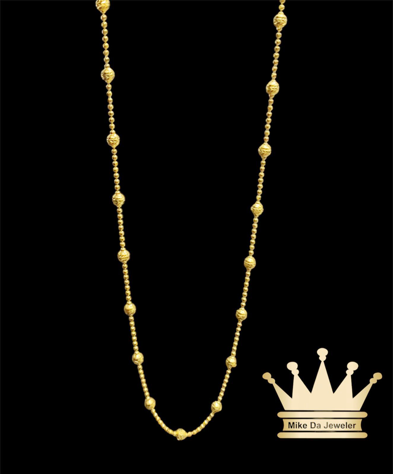 21K Handmade Beads with Diamond Cut Chain