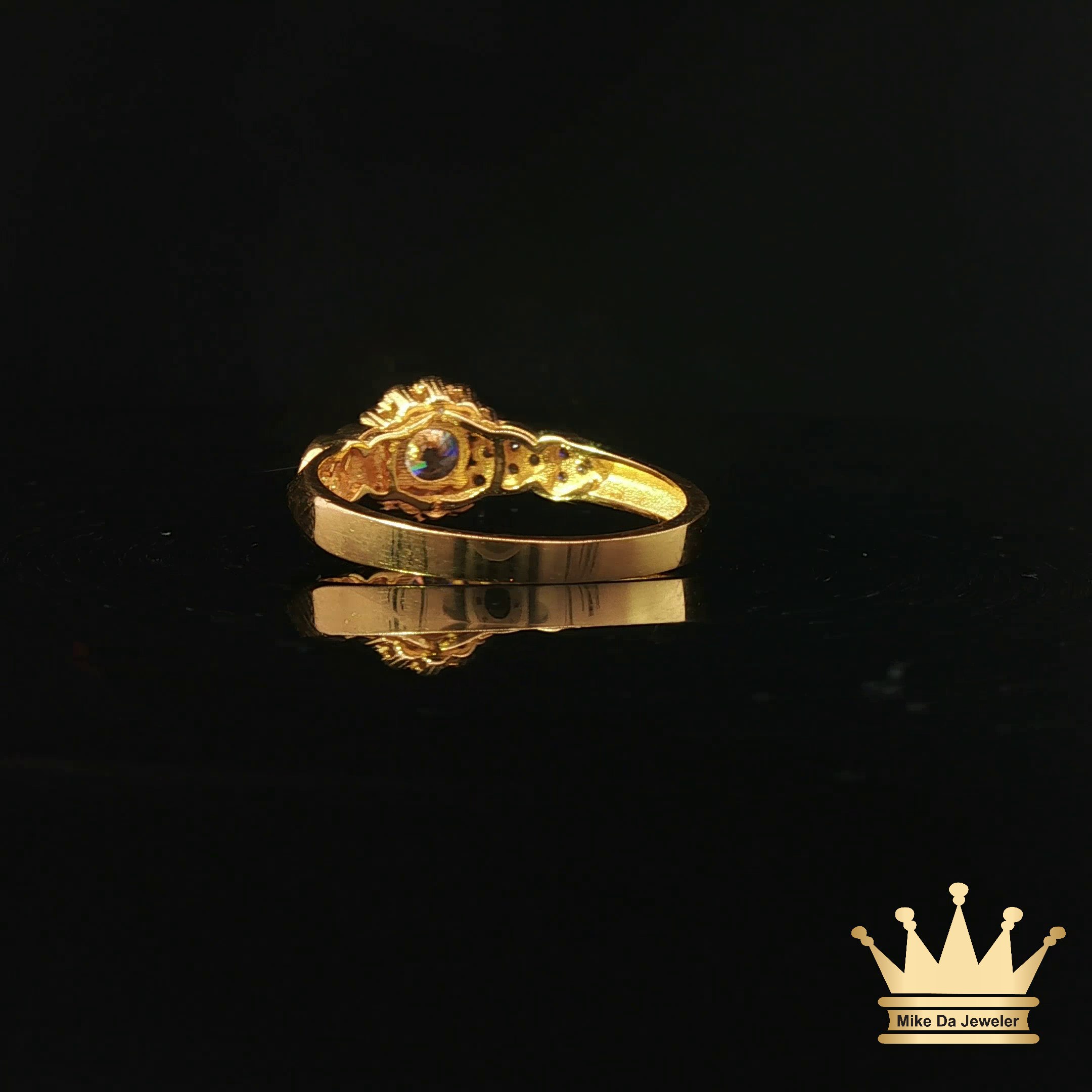 18K Yellow Gold CZ Halo Ring
