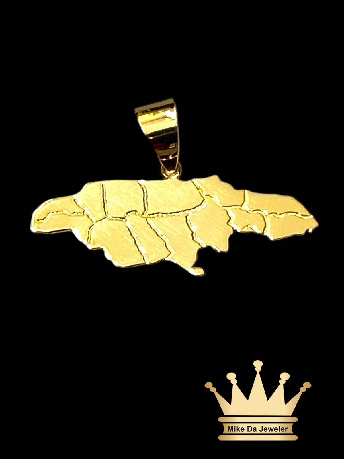Custom Made Solid 18 Karat Gold Jamaica Map Charm