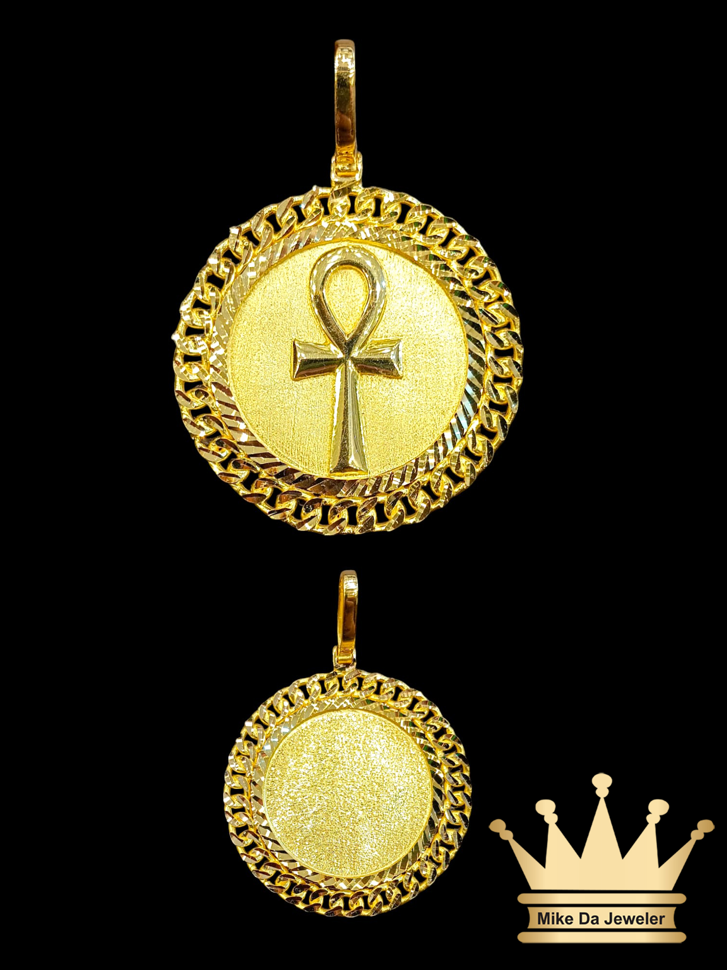 18K Solid Gold Custom Made Ankh Cross Charm