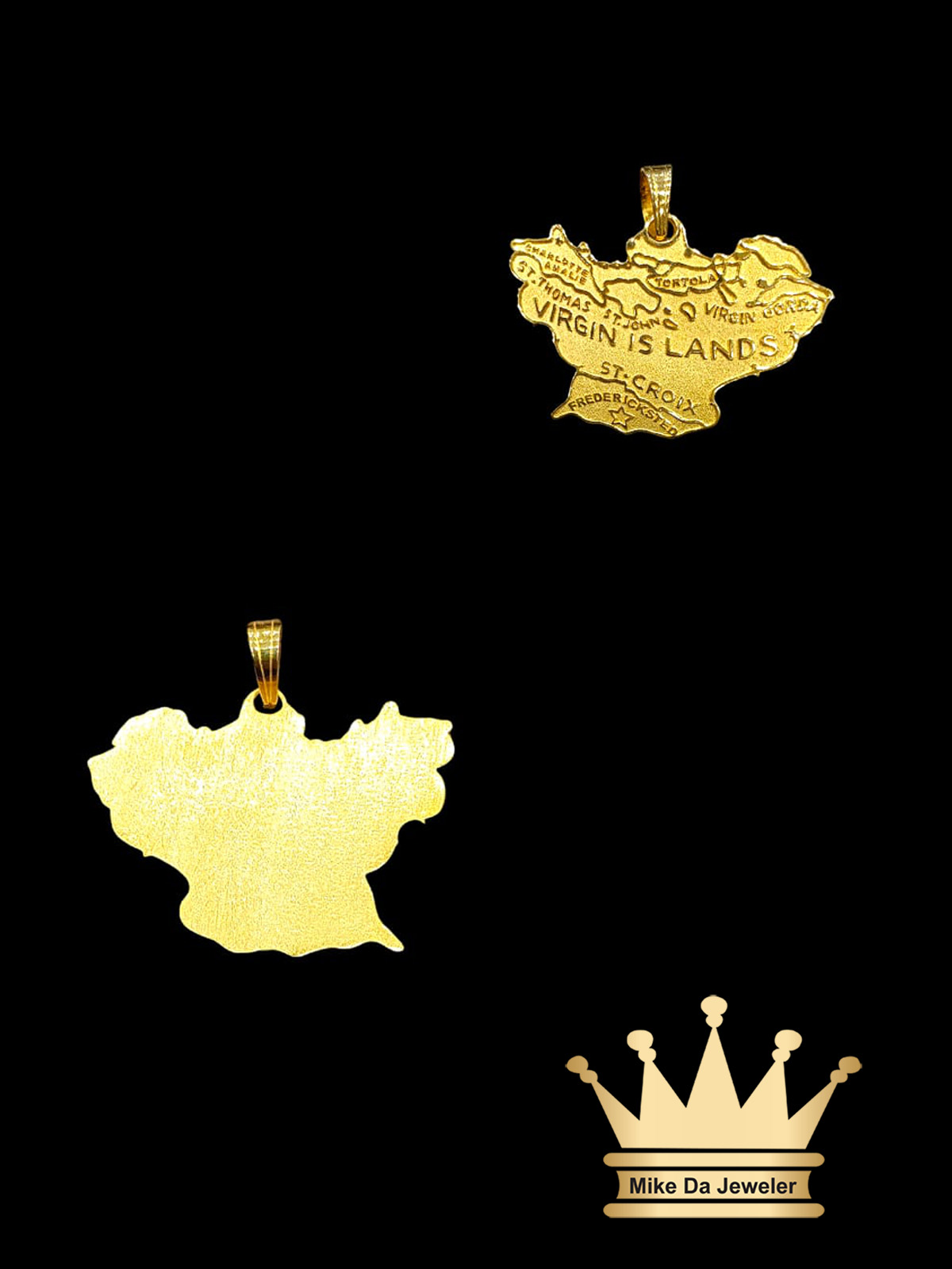 Custom Made 18K Yellow Gold Virgin Islands Charm
