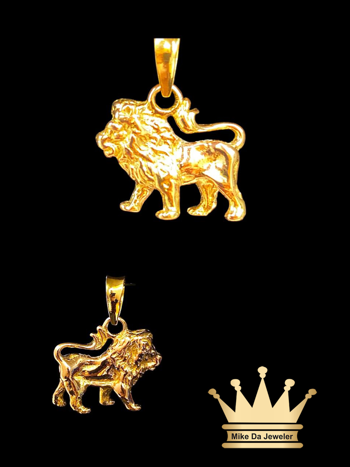 Custom Made Solid 18 Karat Gold Lion Charm Pendant