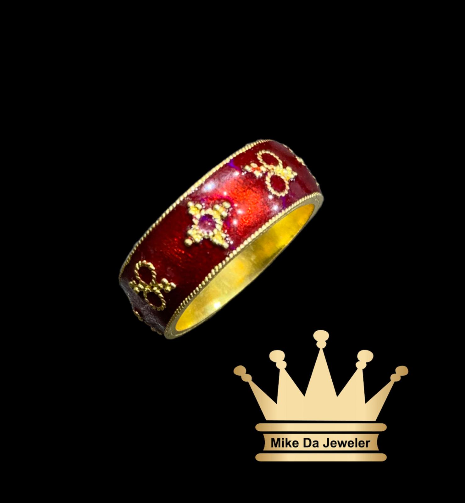 21 k handmade color customized ring price $1200 dollar weight 10.25 grams size 9