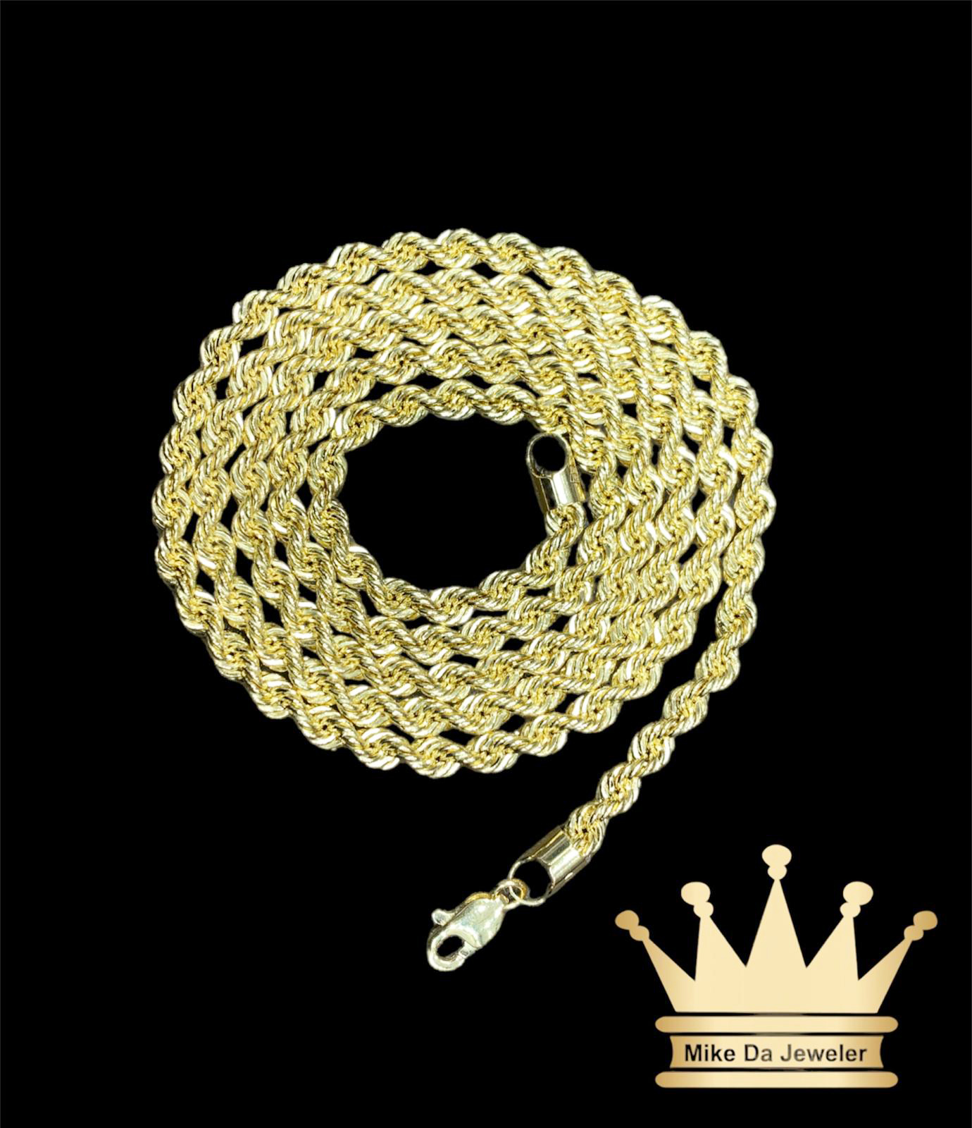 18k semi solid rope chain with diamond cut weight 13.7 grams 3.5 mm 24 inches
