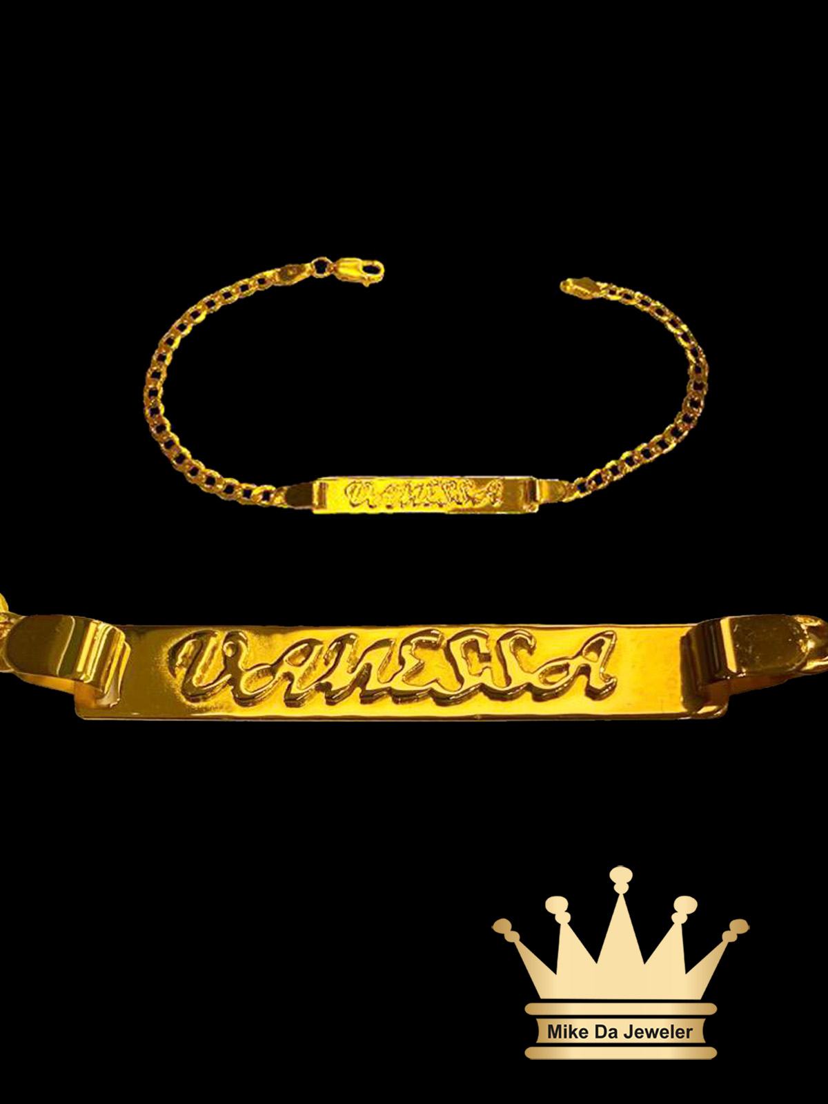 18K Custom Made Gold Name ID Bracelet