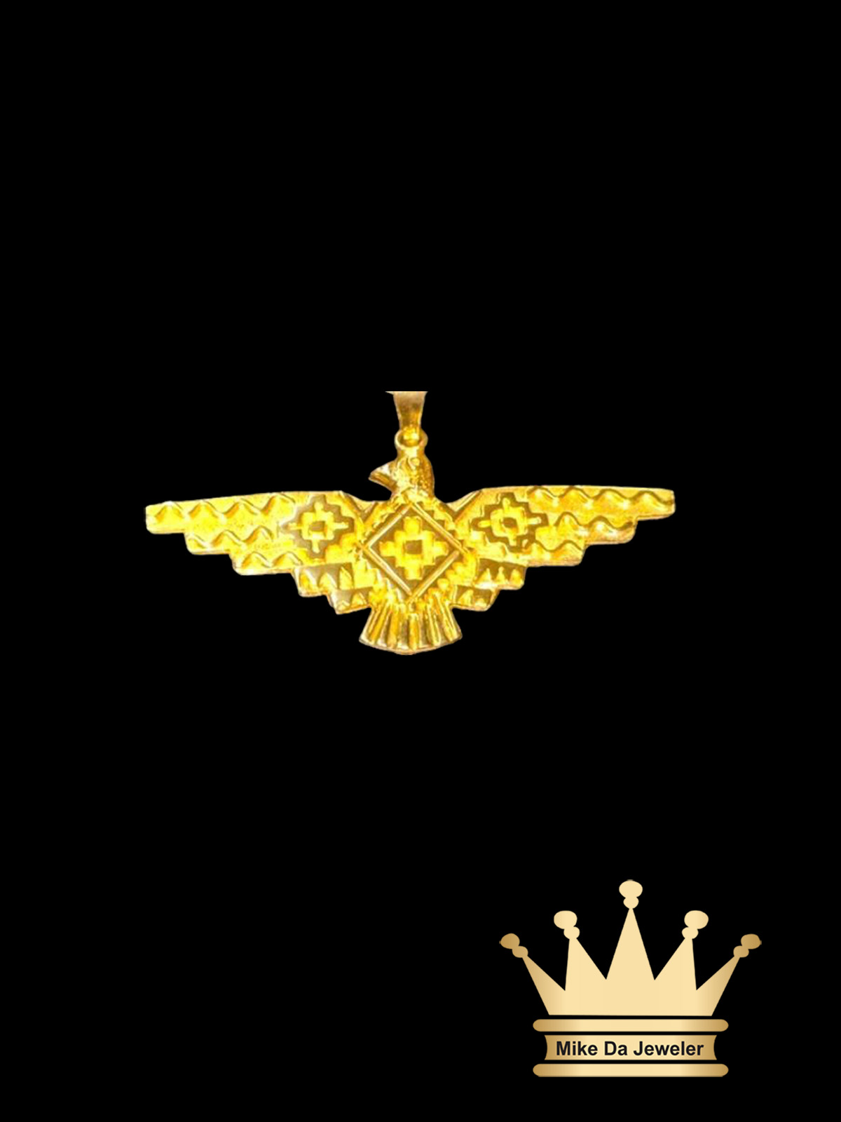 18K Custom Gold Thunder Eagle Charm Pendant