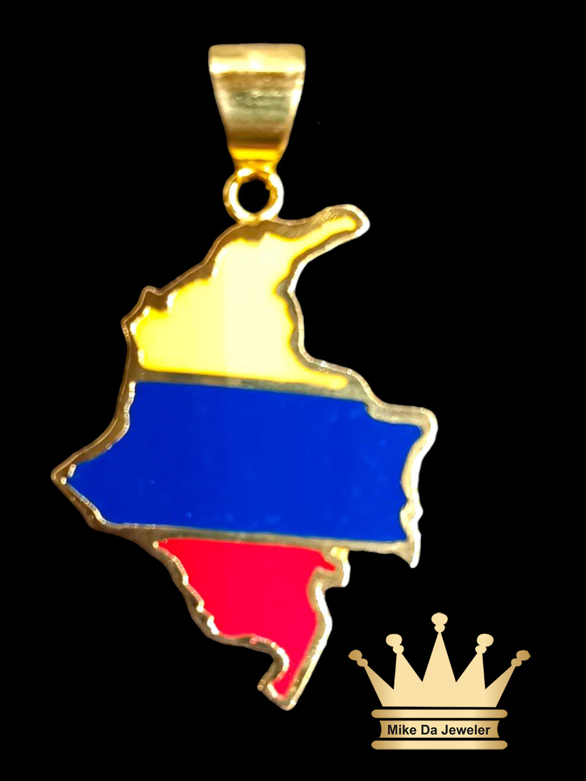 18K Handmade Customized Colombian Map Pendant