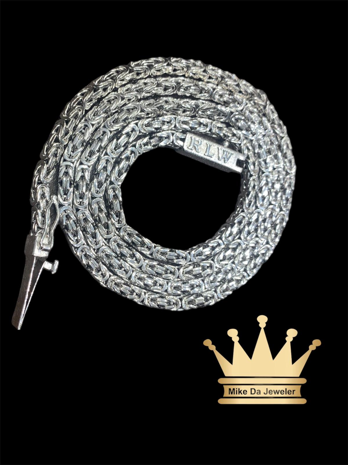 18K Solid White Gold Byzantine Chain