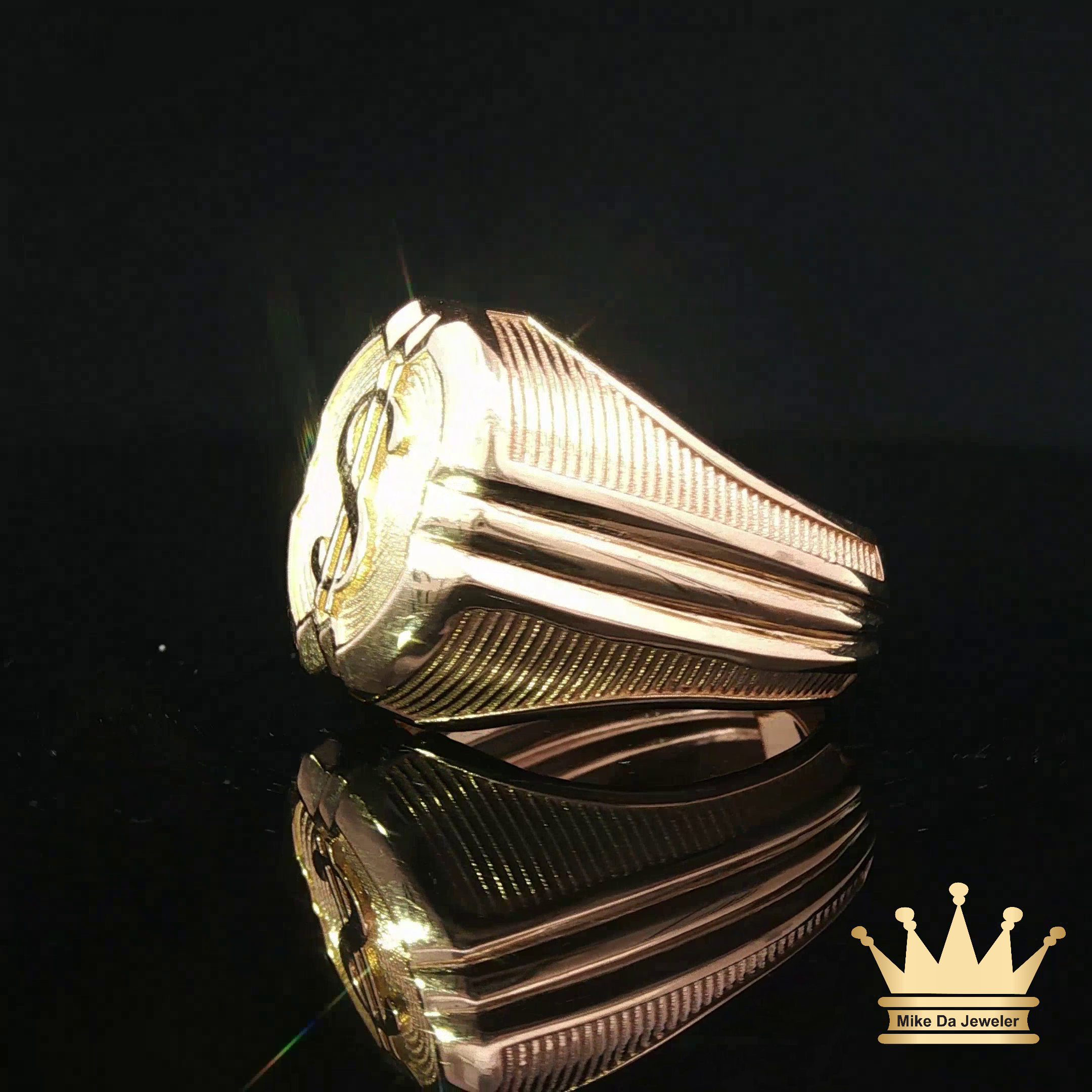Men’s 18K Gold Dollar Sign Ring